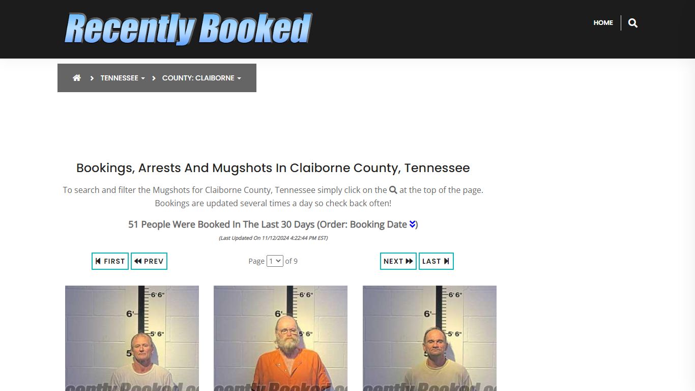 Bookings, Arrests and Mugshots in Claiborne County, Tennessee