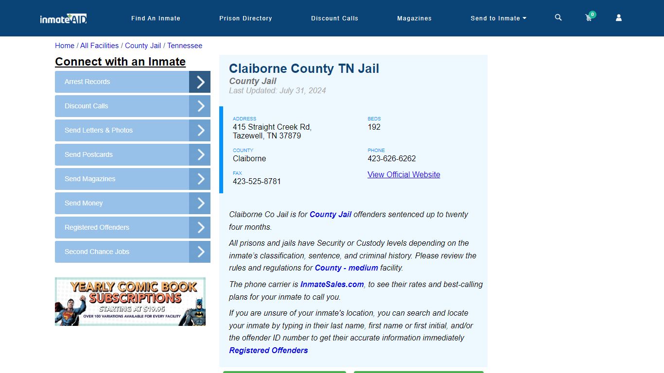 Claiborne County TN Jail - Inmate Locator