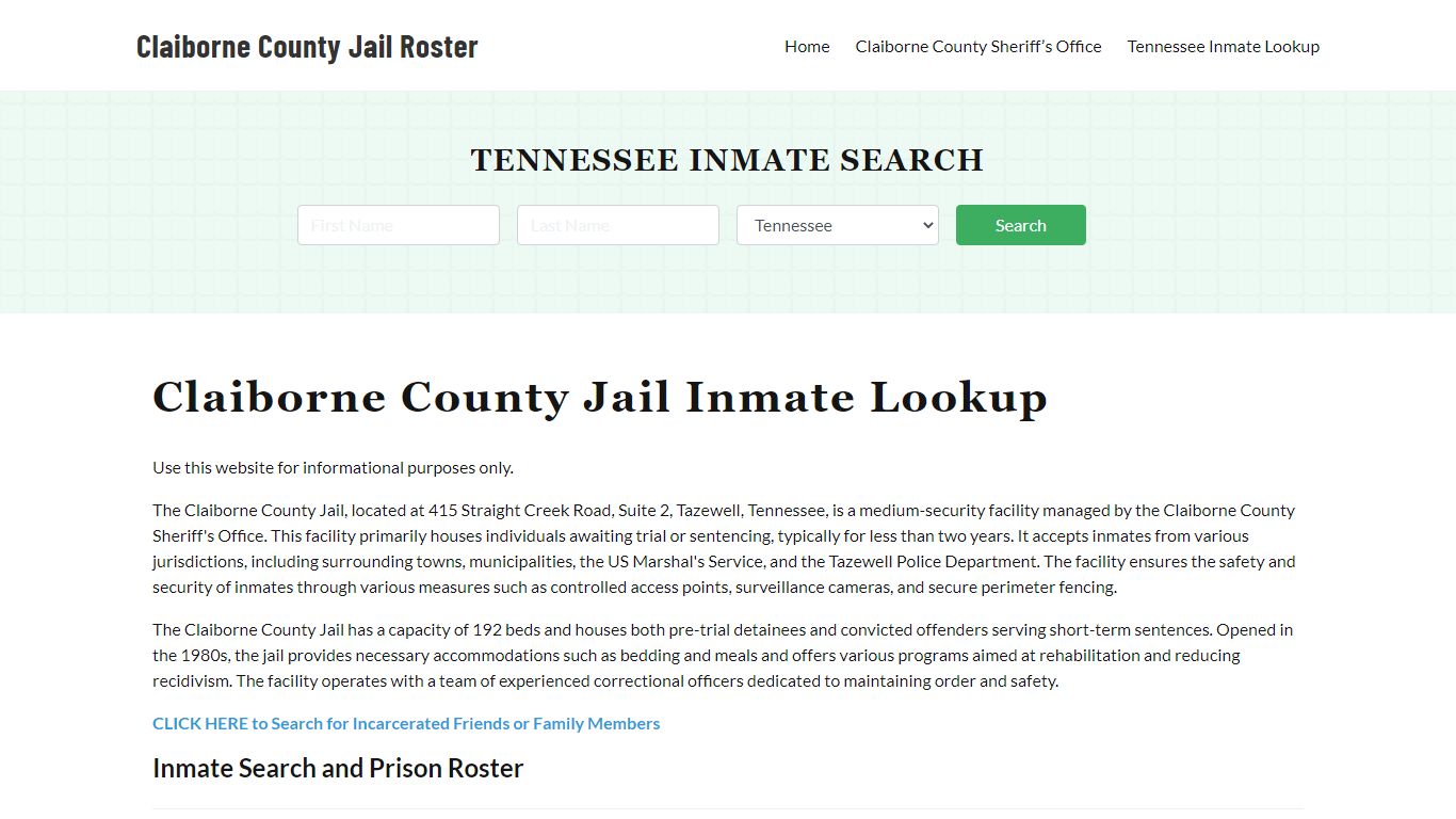 Claiborne County Jail Roster Lookup, TN, Inmate Search